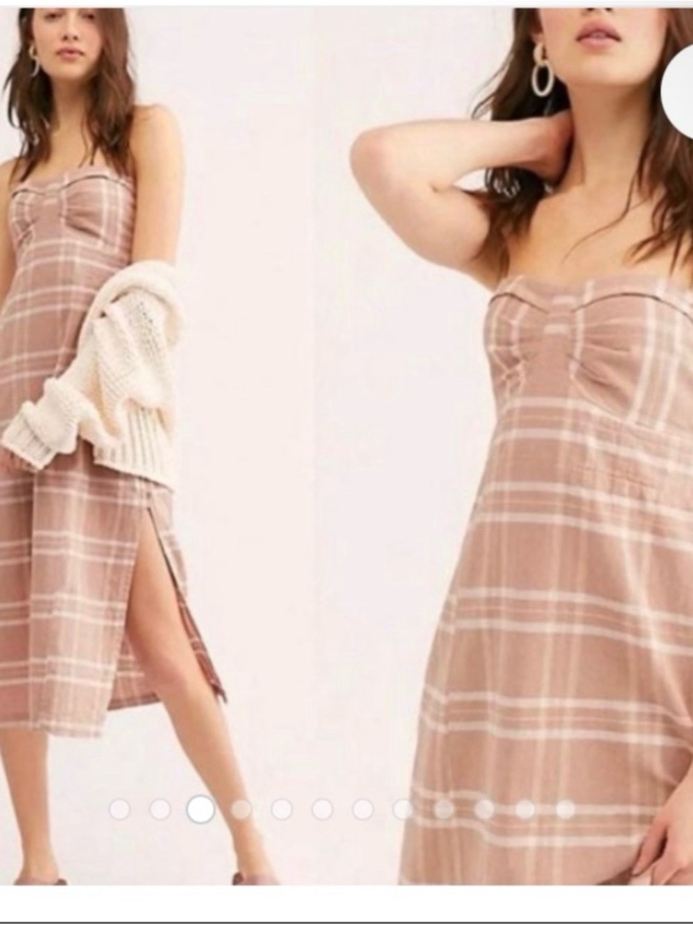 Free People Life Like This Plaid Strapless Dress Size XS